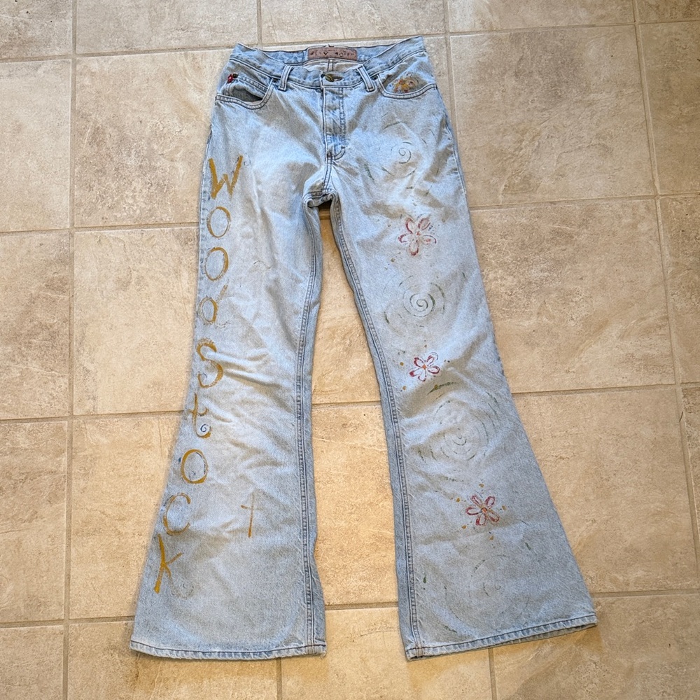 Vintage Mudd Jeans Light Blue Painted Flare Jeans - Women's Denim Size 7